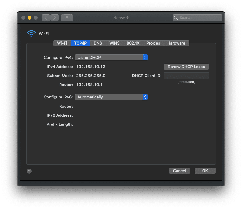 mac os network and internet settings